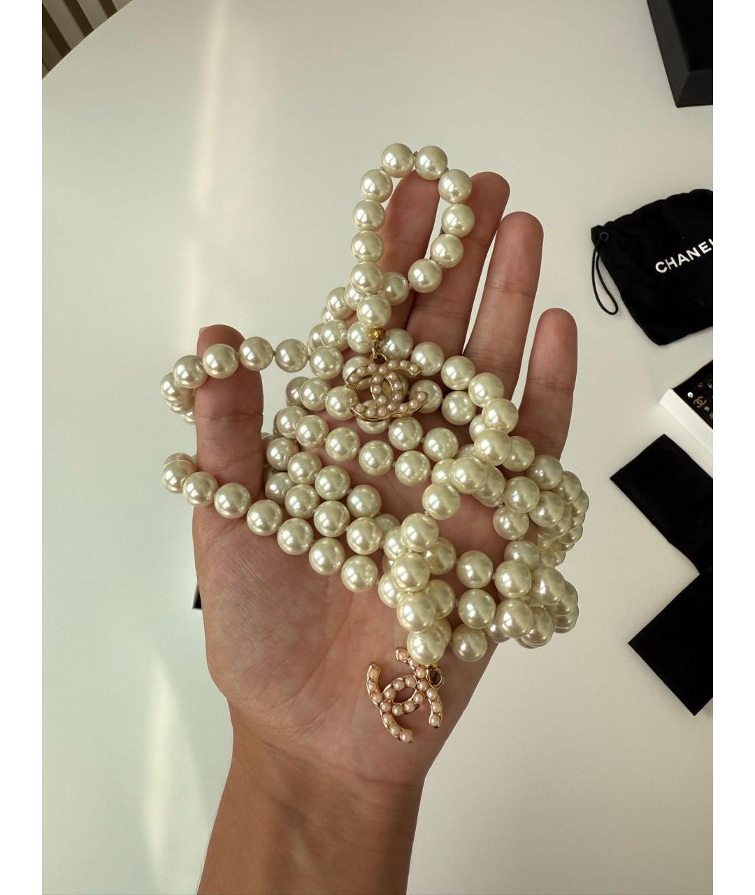 CHANEL Белое колье, фото 4