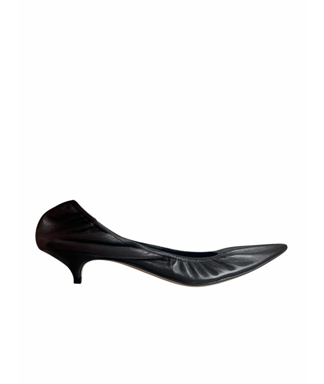 THE ROW Бордовые кожаные лодочки на низком каблуке, фото 1