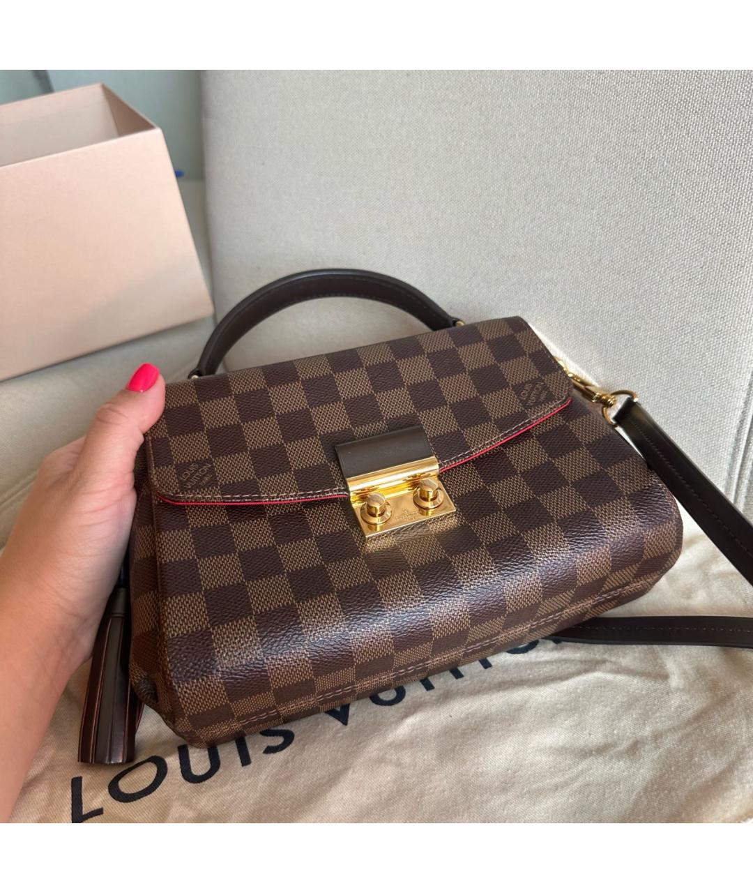 LOUIS VUITTON Коричневая кожаная сумка через плечо, фото 7