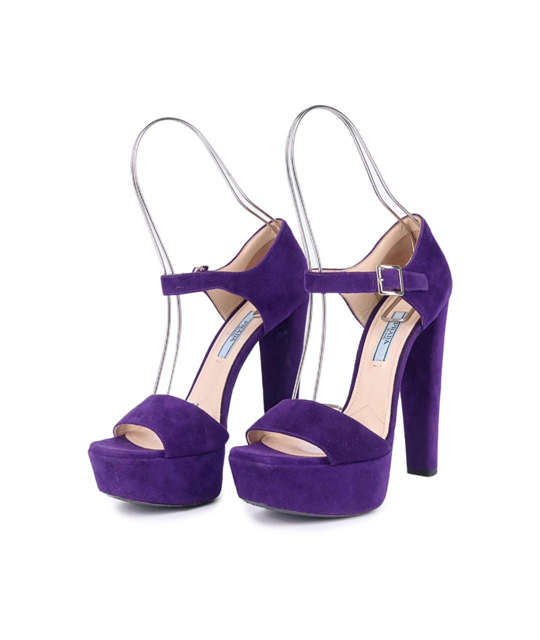 PRADA Фиолетовые замшевые босоножки, фото 5