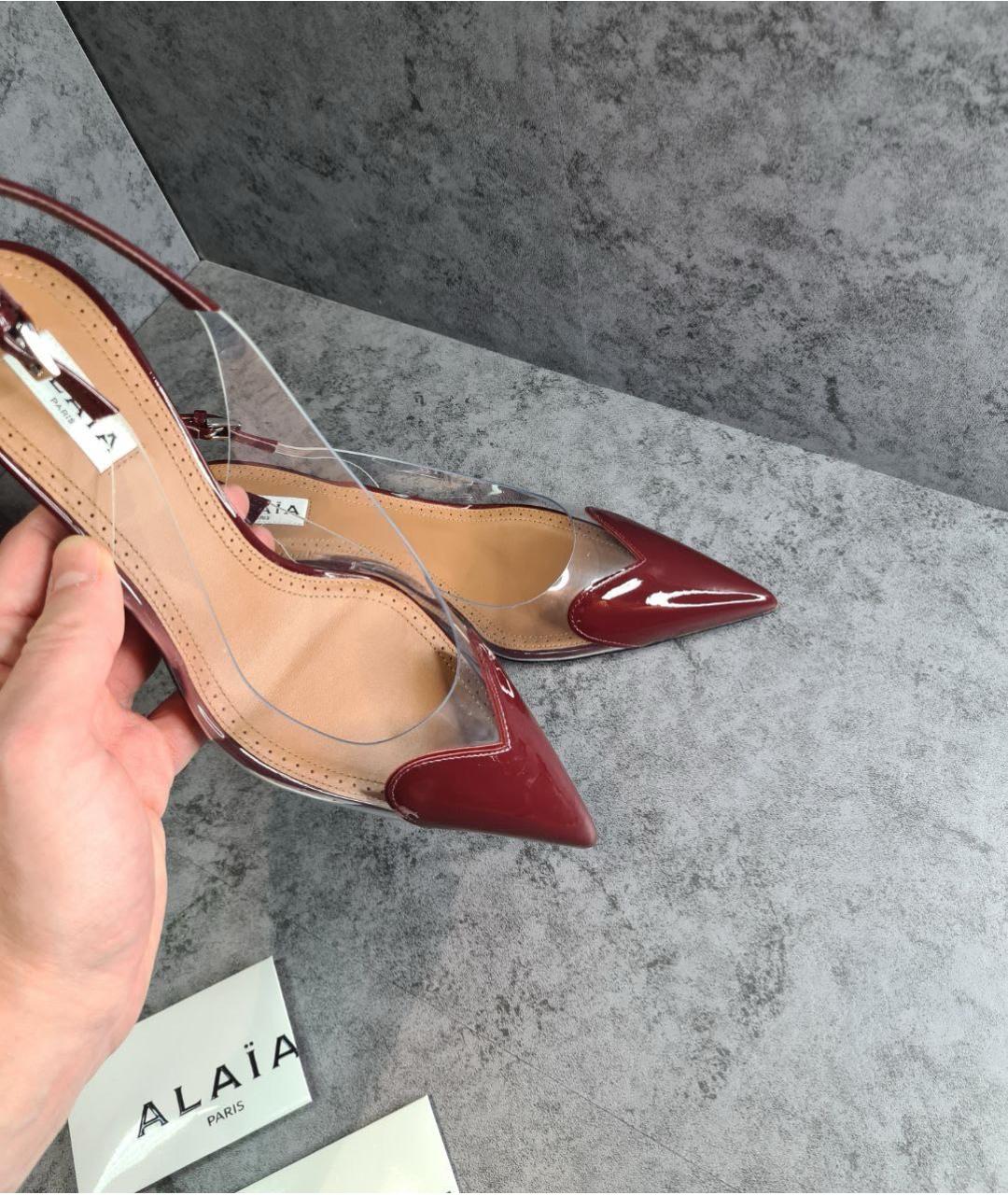 ALAIA Бордовые резиновые лодочки на низком каблуке, фото 4