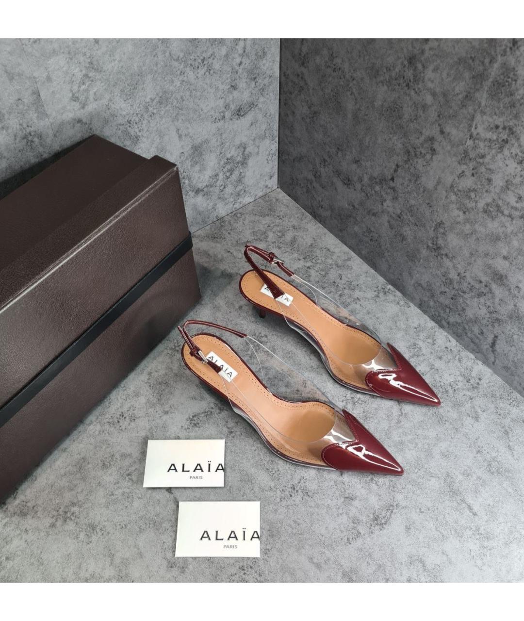 ALAIA Бордовые резиновые лодочки на низком каблуке, фото 2