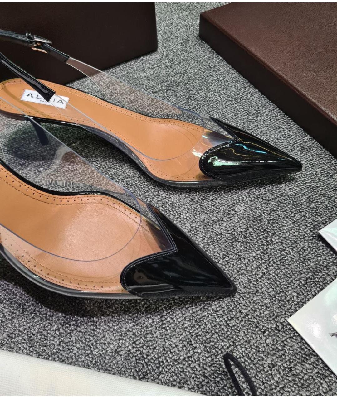 ALAIA Черные резиновые лодочки на низком каблуке, фото 5