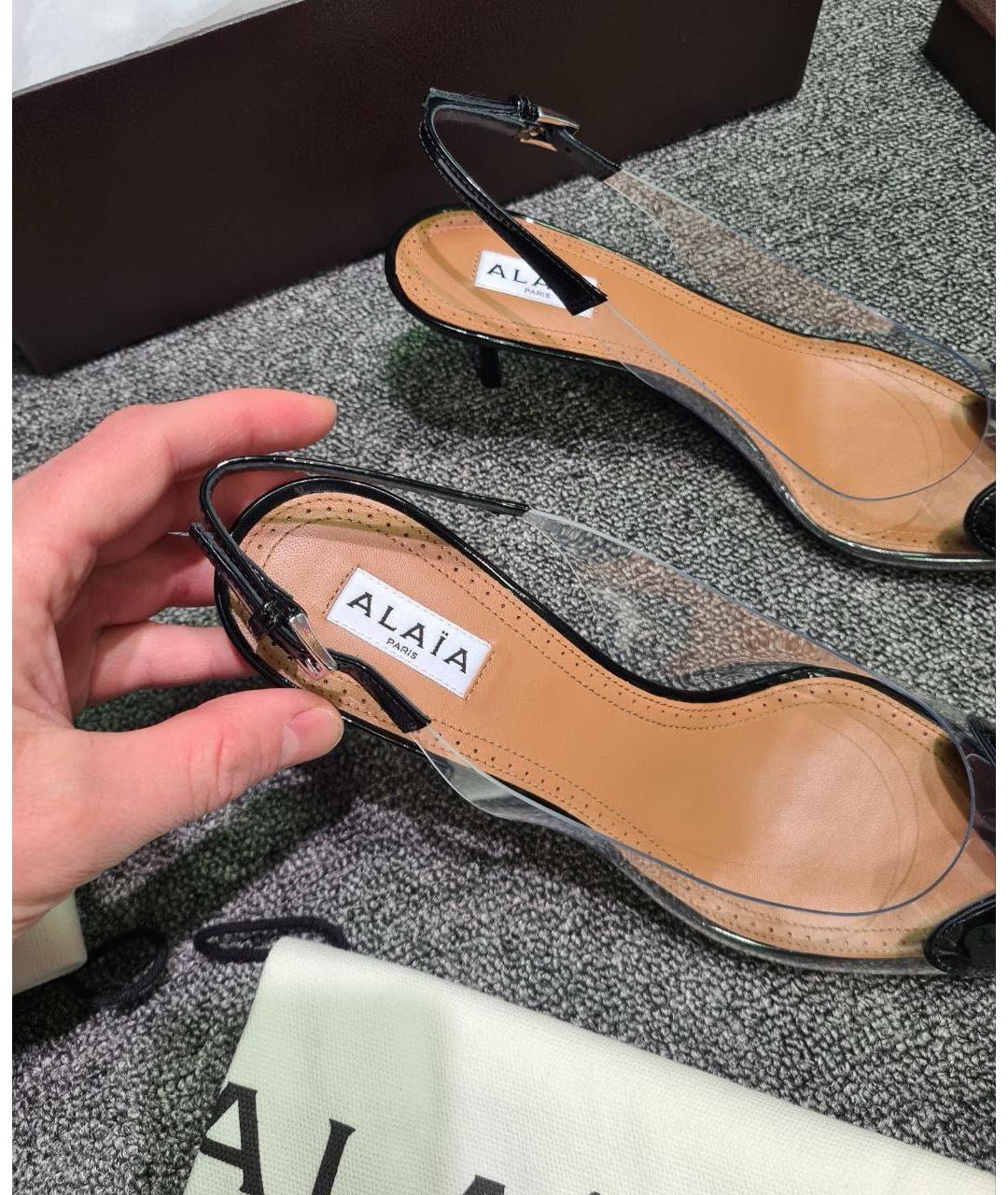 ALAIA Черные резиновые лодочки на низком каблуке, фото 4