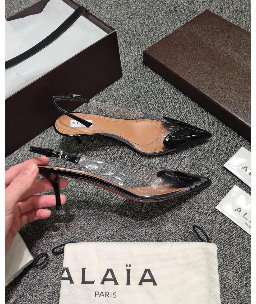 ALAIA Черные резиновые лодочки на низком каблуке, фото 3