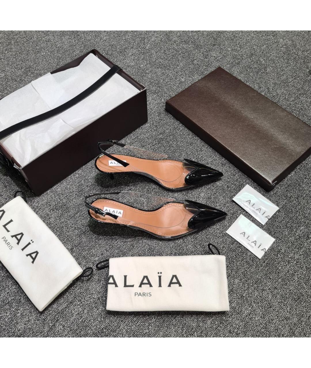 ALAIA Черные резиновые лодочки на низком каблуке, фото 2