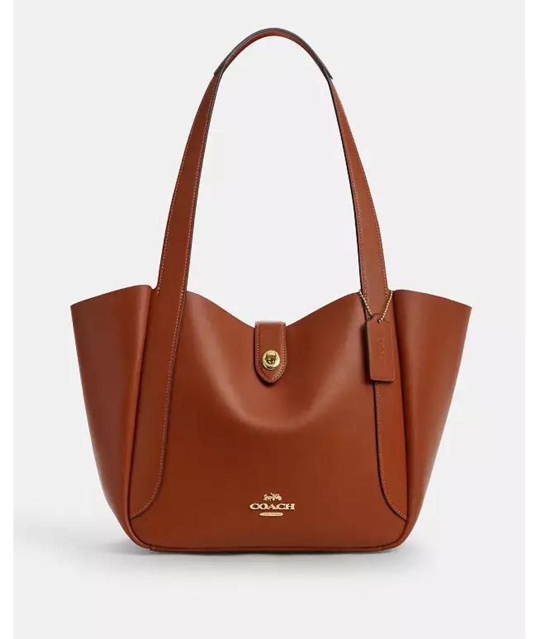 COACH Оранжевая кожаная сумка тоут, фото 4
