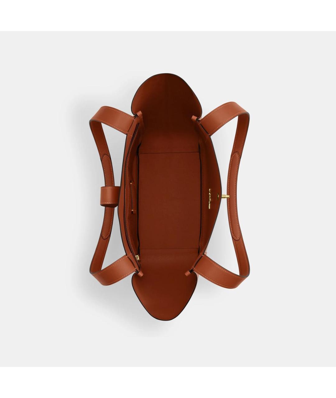 COACH Оранжевая кожаная сумка тоут, фото 3