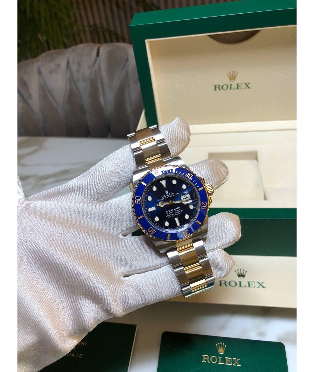 ROLEX Темно-синие часы из желтого золота, фото 3