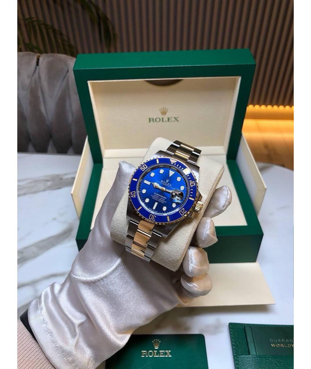 ROLEX Темно-синие часы из желтого золота, фото 4