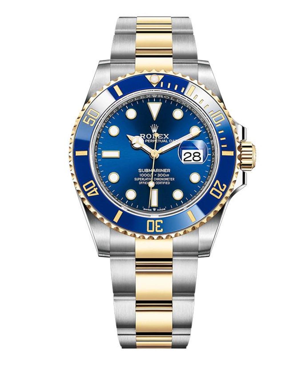 ROLEX Темно-синие часы из желтого золота, фото 1