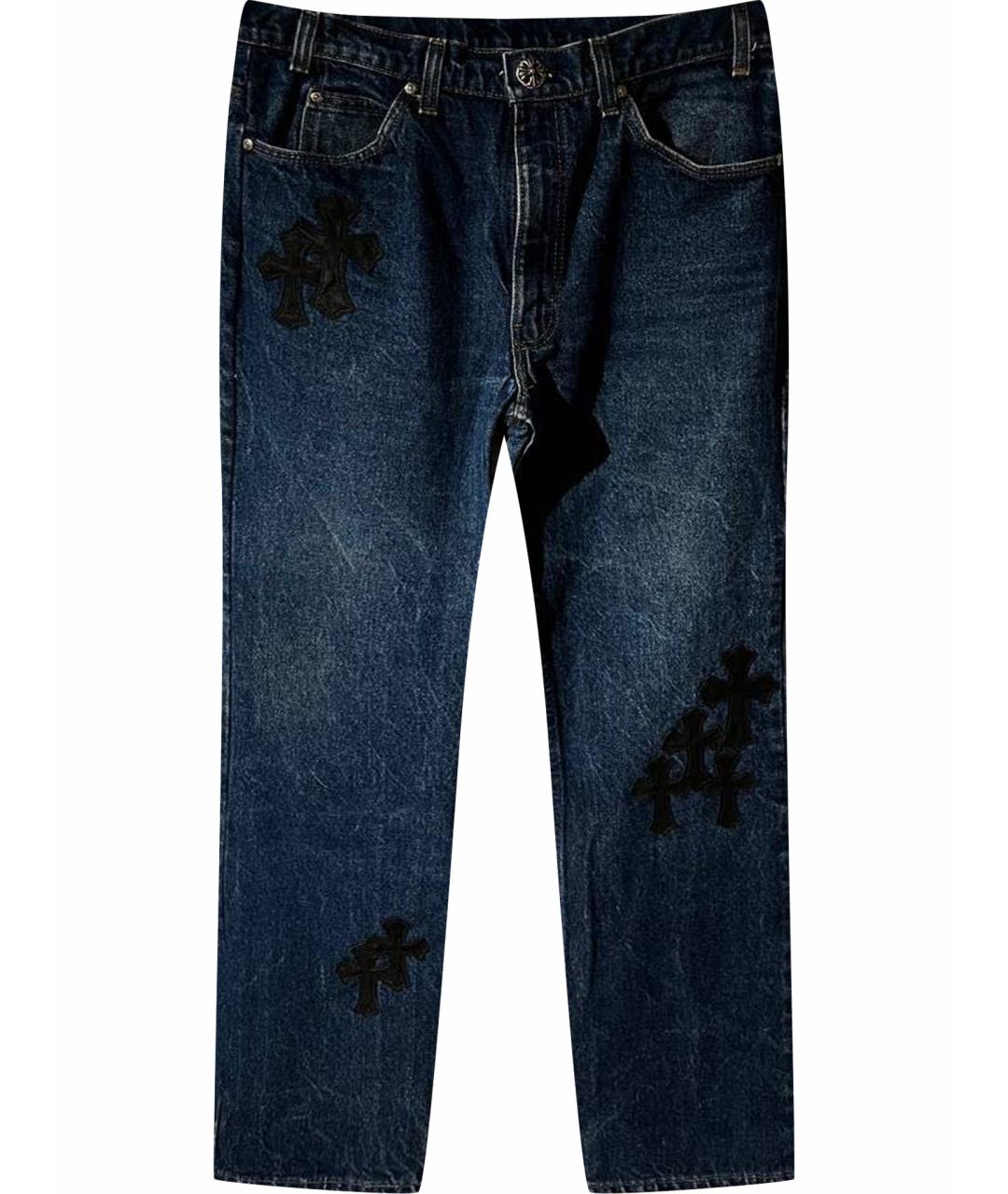 CHROME HEARTS Темно-синие хлопковые прямые джинсы, фото 1
