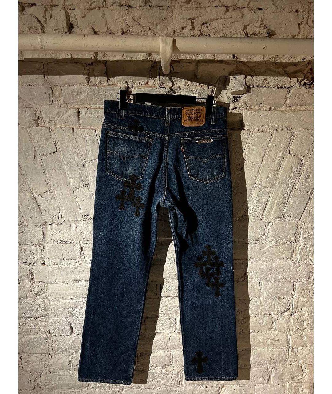CHROME HEARTS Темно-синие хлопковые прямые джинсы, фото 2