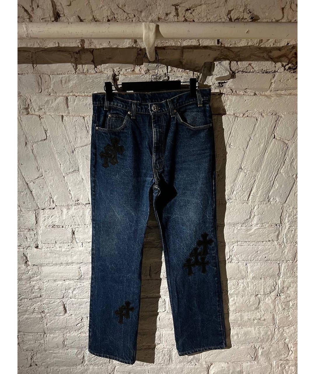 CHROME HEARTS Темно-синие хлопковые прямые джинсы, фото 3