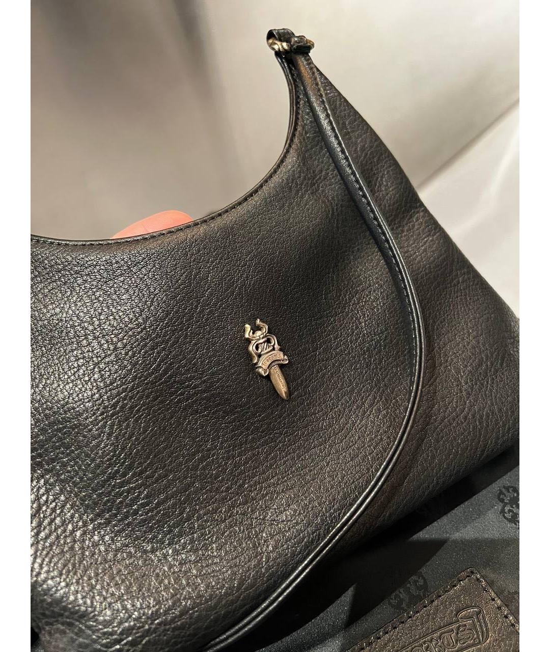 CHROME HEARTS Черная кожаная сумка с короткими ручками, фото 3