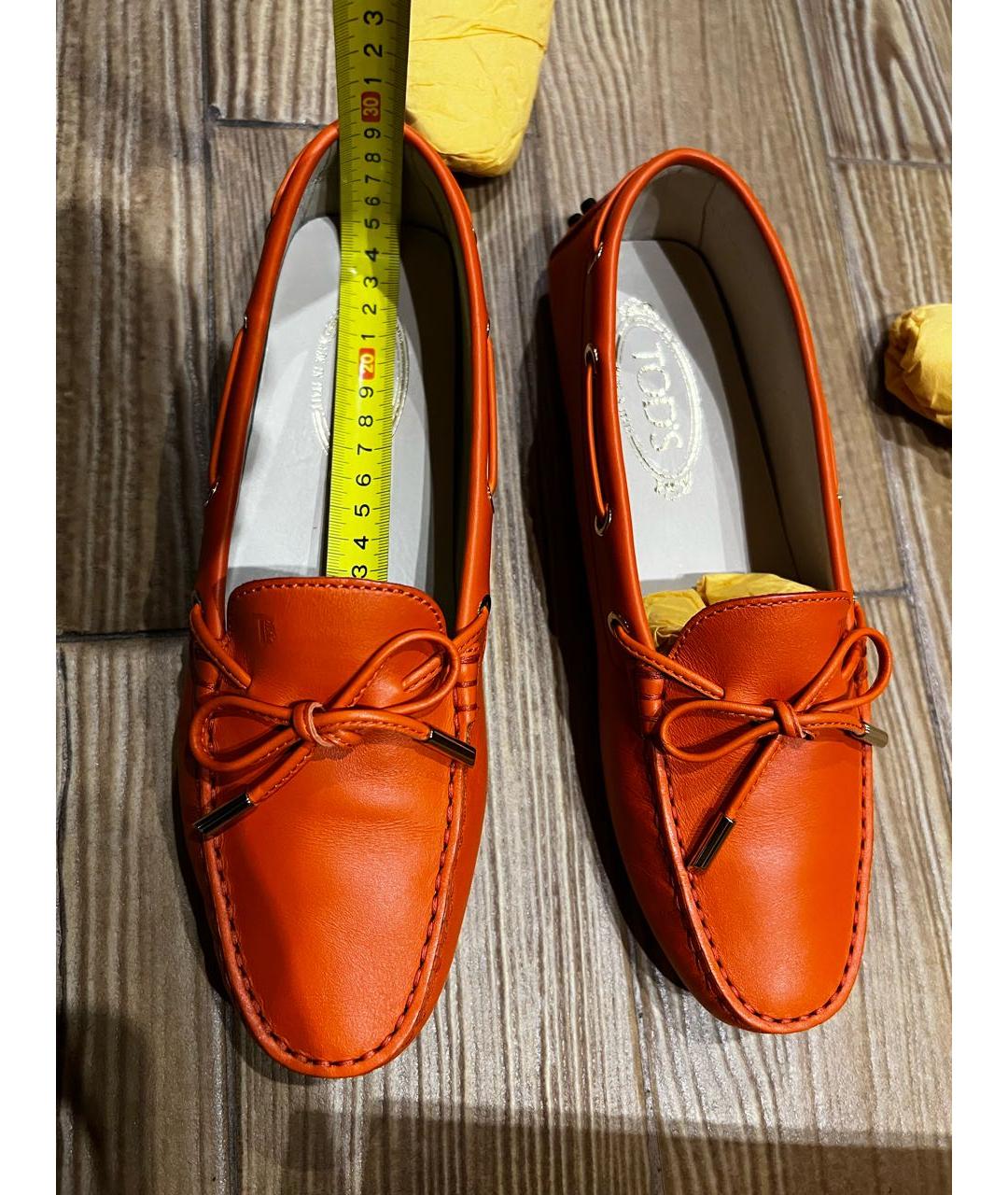 TOD'S Оранжевое кожаные мокасины, фото 3