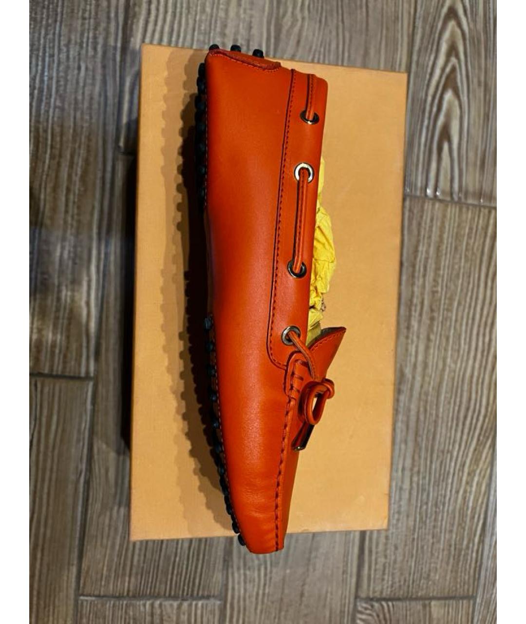 TOD'S Оранжевое кожаные мокасины, фото 9
