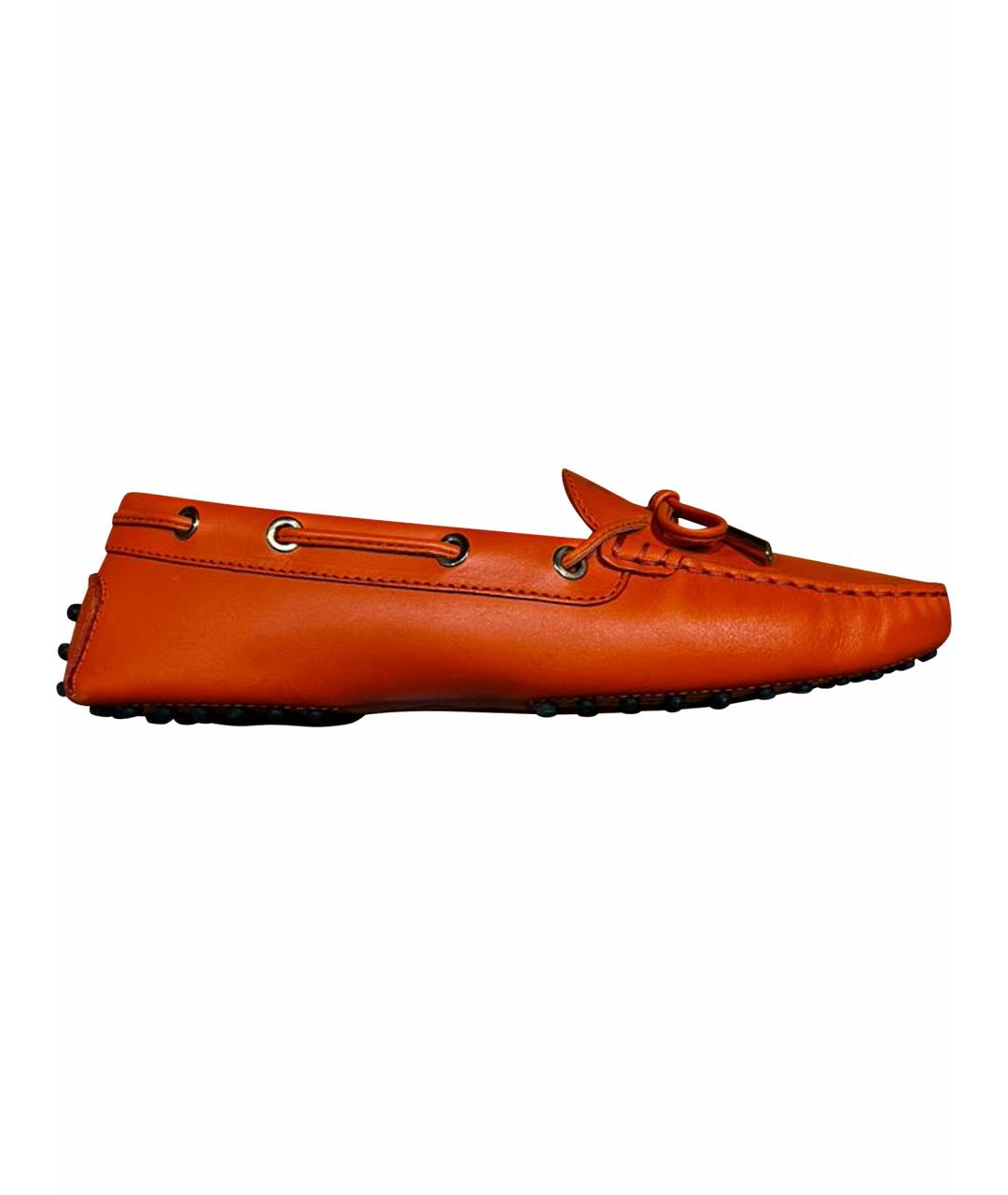 TOD'S Оранжевое кожаные мокасины, фото 1