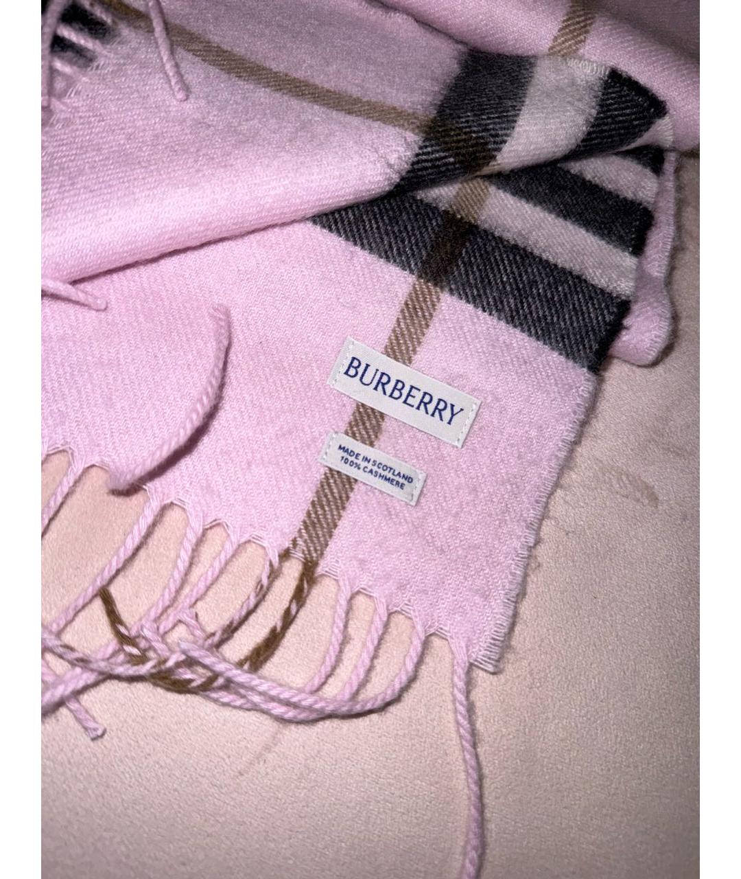 BURBERRY Розовый кашемировый шарф, фото 3