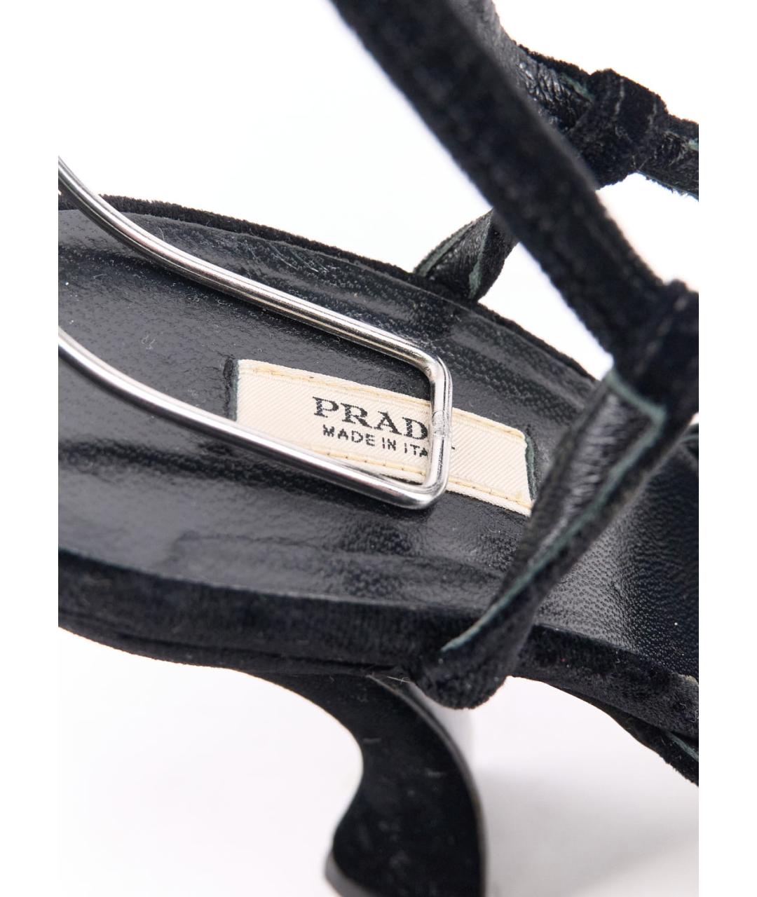 PRADA Черные текстильные босоножки, фото 3