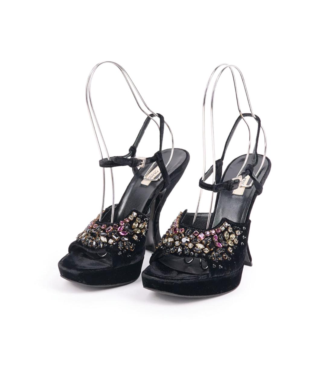 PRADA Черные текстильные босоножки, фото 5