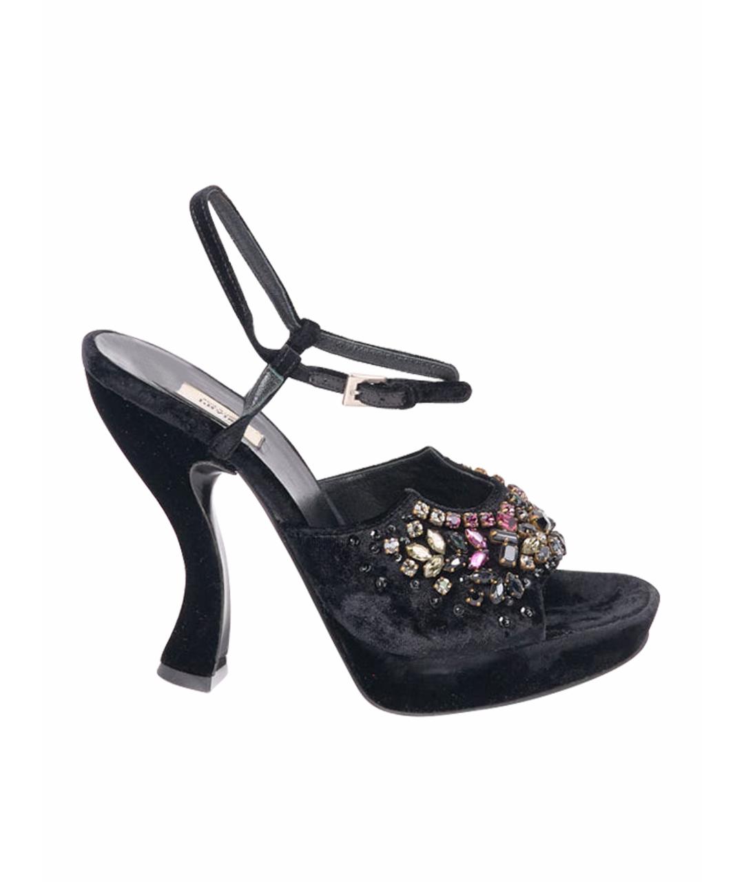 PRADA Черные текстильные босоножки, фото 1