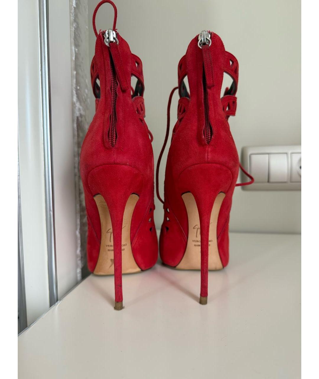 GIUSEPPE ZANOTTI DESIGN Красные замшевые босоножки, фото 4