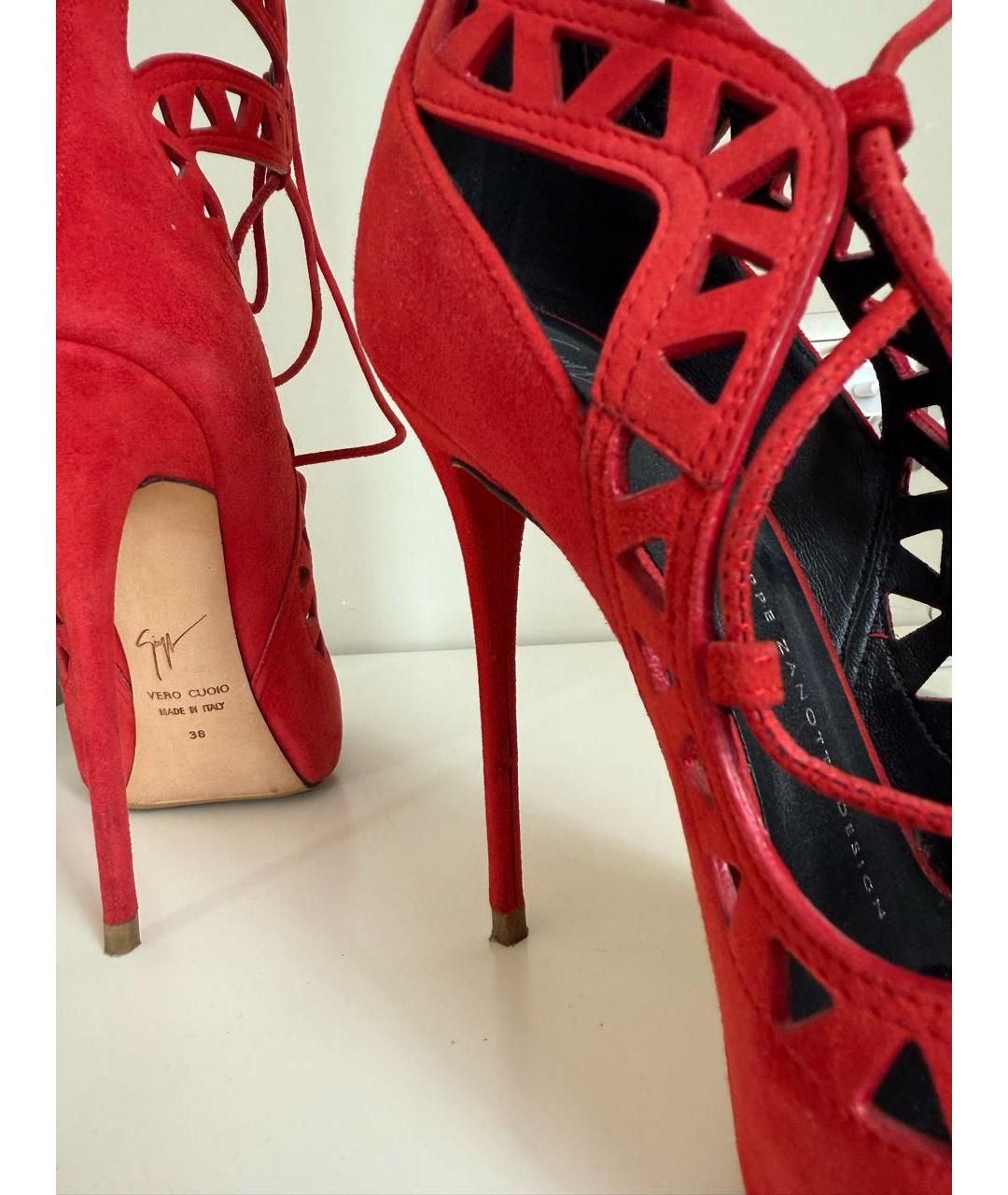 GIUSEPPE ZANOTTI DESIGN Красные замшевые босоножки, фото 6