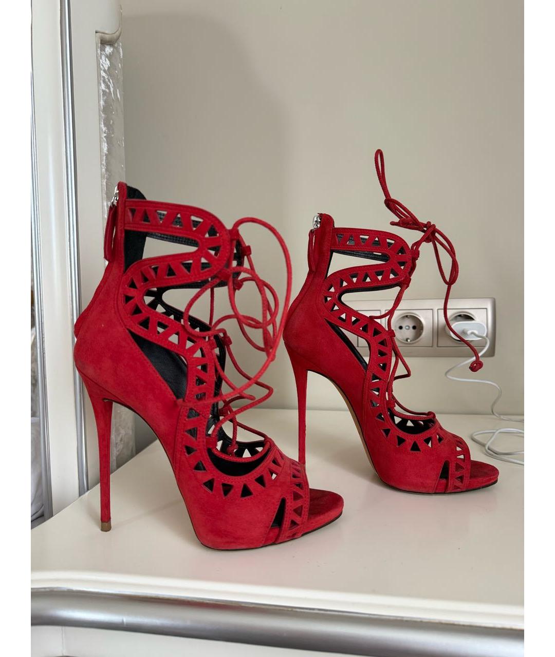 GIUSEPPE ZANOTTI DESIGN Красные замшевые босоножки, фото 7
