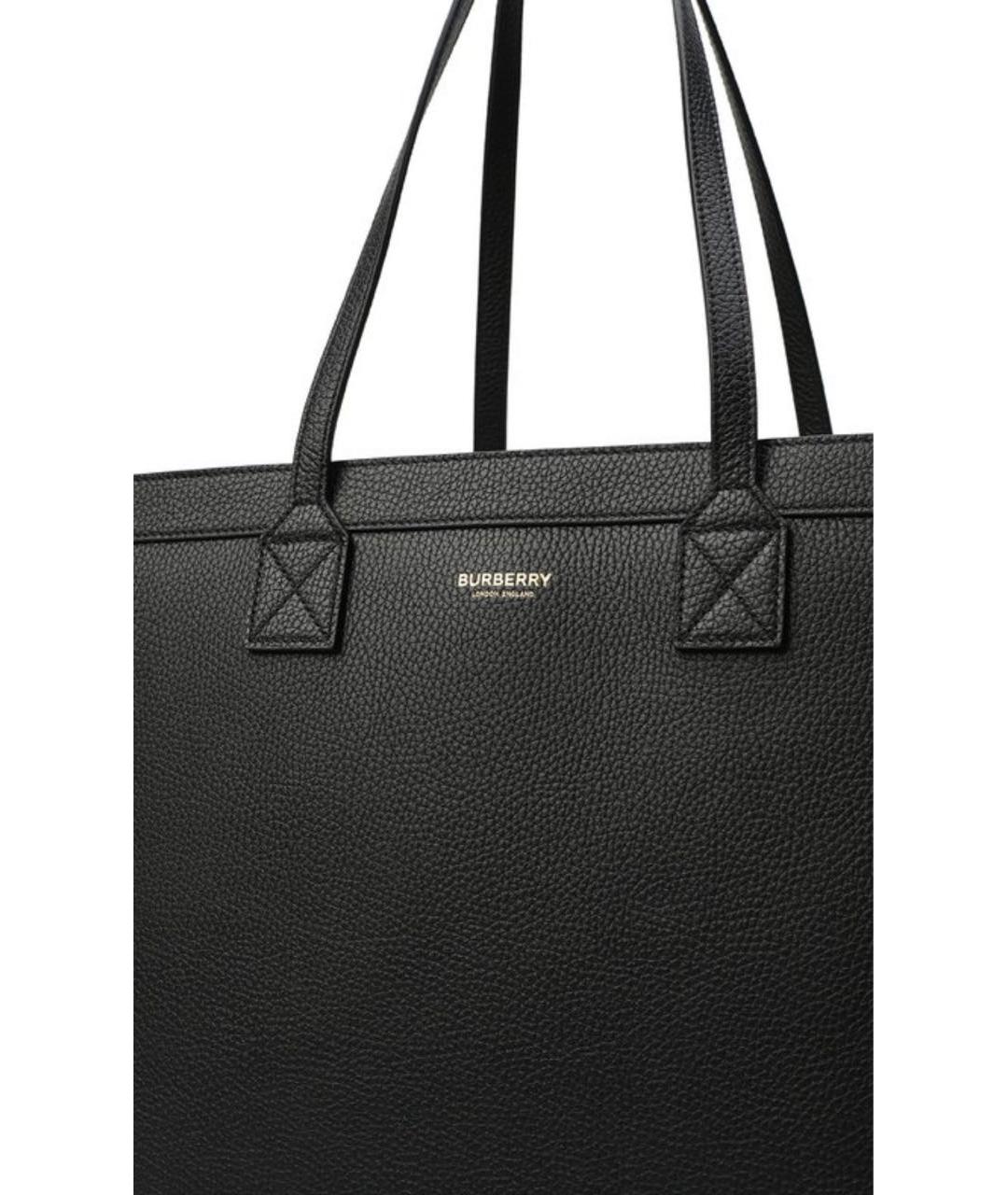 BURBERRY Черная кожаная сумка тоут, фото 2