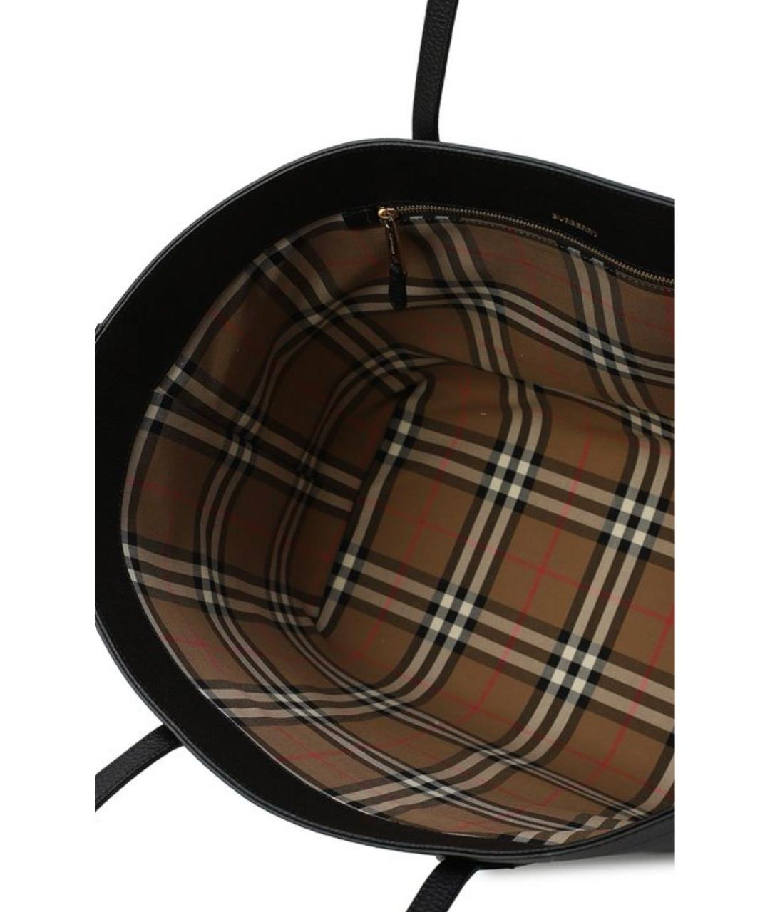 BURBERRY Черная кожаная сумка тоут, фото 4