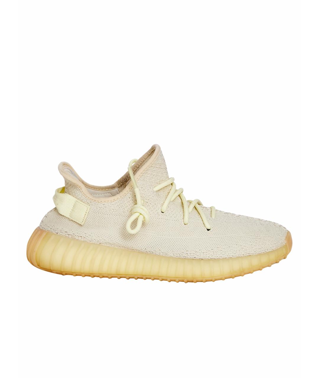 ADIDAS YEEZY Бежевые текстильные низкие кроссовки / кеды, фото 1
