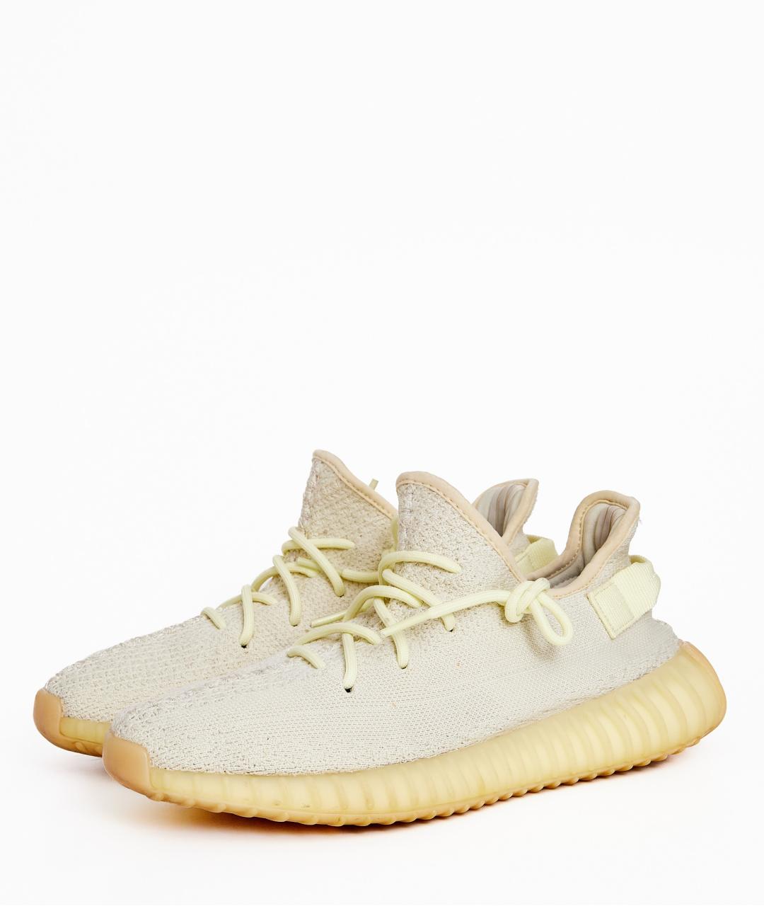 ADIDAS YEEZY Бежевые текстильные низкие кроссовки / кеды, фото 2