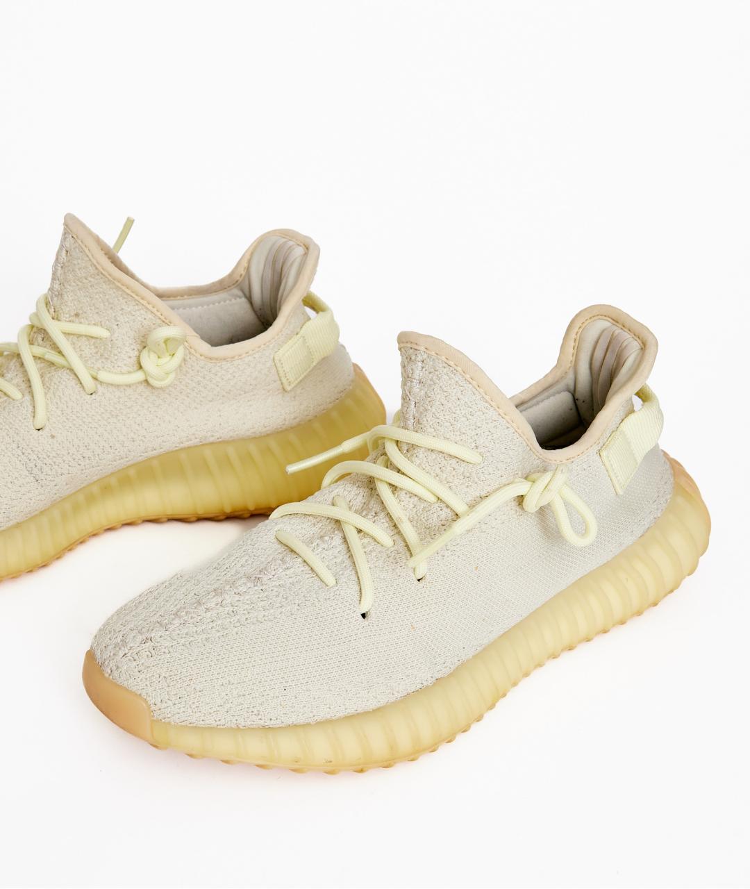 ADIDAS YEEZY Бежевые текстильные низкие кроссовки / кеды, фото 4