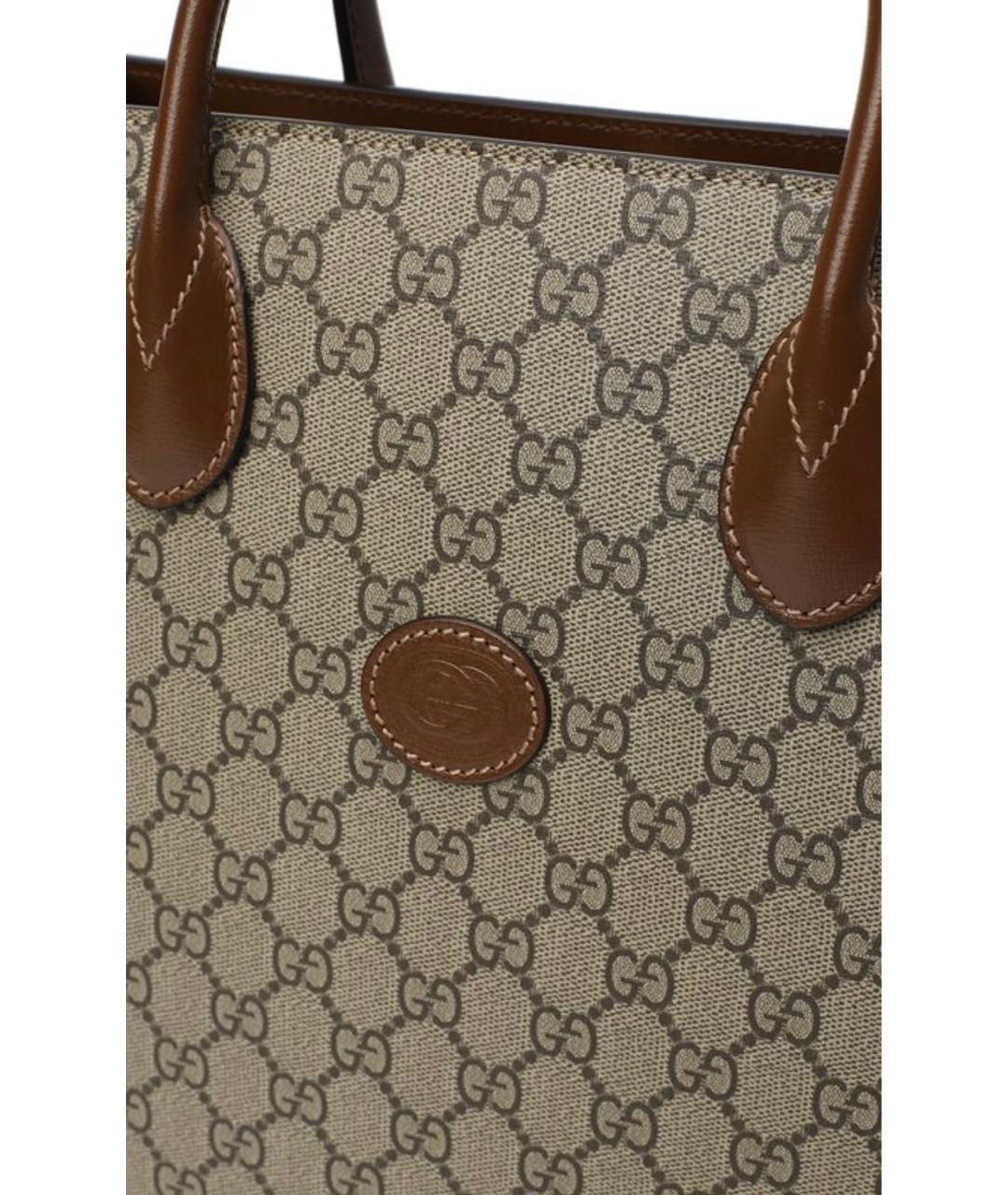 GUCCI Коричневая кожаная сумка тоут, фото 2