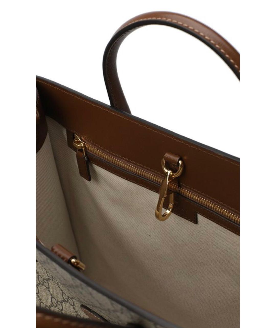 GUCCI Коричневая кожаная сумка тоут, фото 4