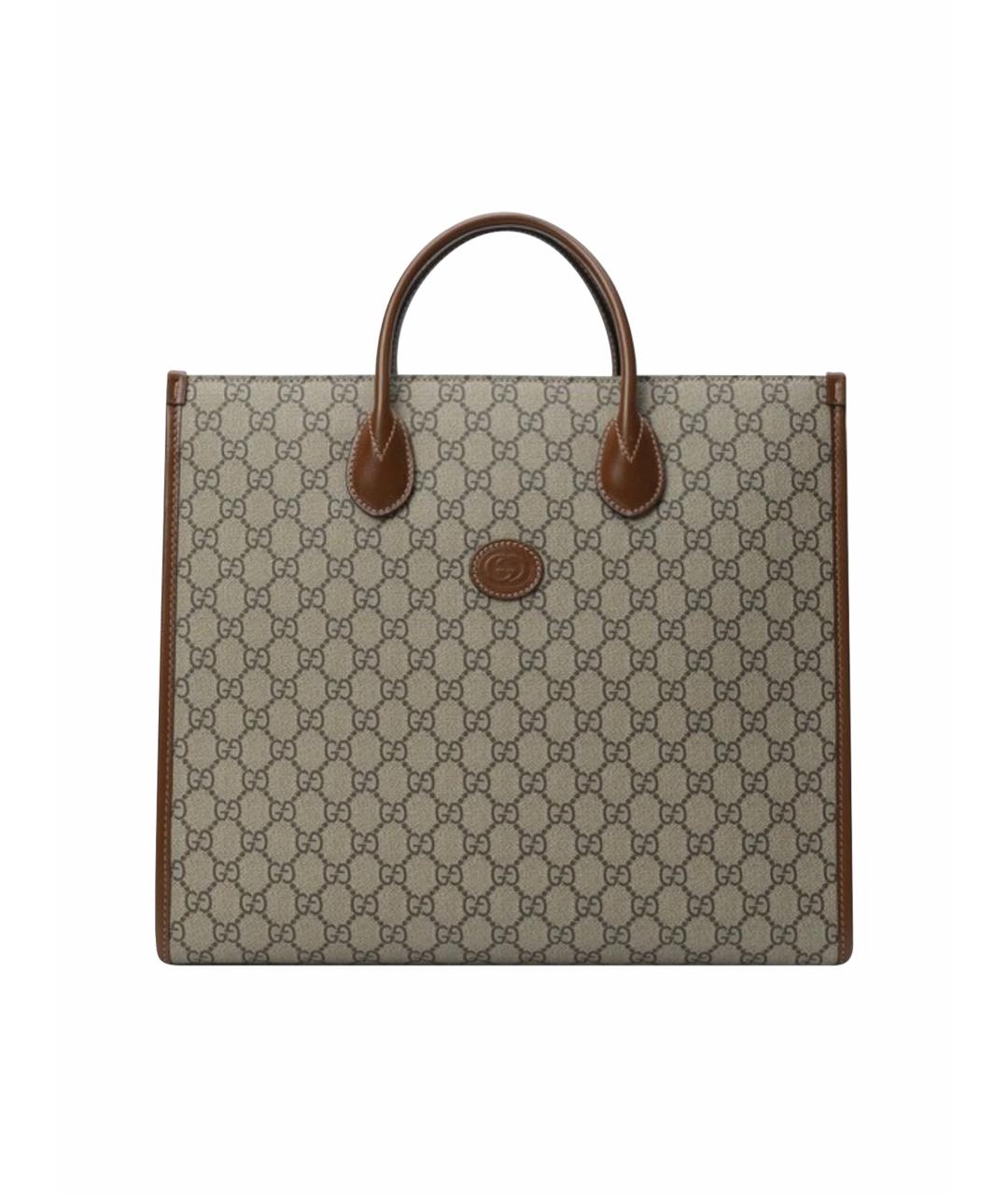 GUCCI Коричневая кожаная сумка тоут, фото 1