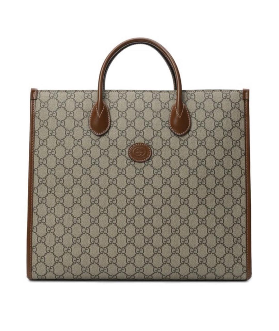 GUCCI Коричневая кожаная сумка тоут, фото 9