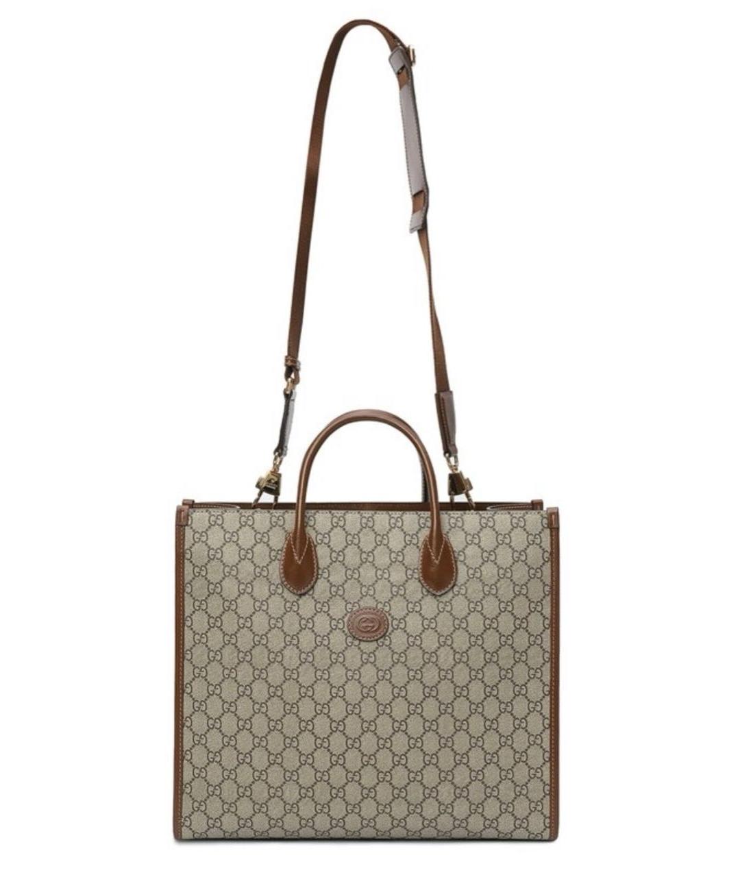 GUCCI Коричневая кожаная сумка тоут, фото 8