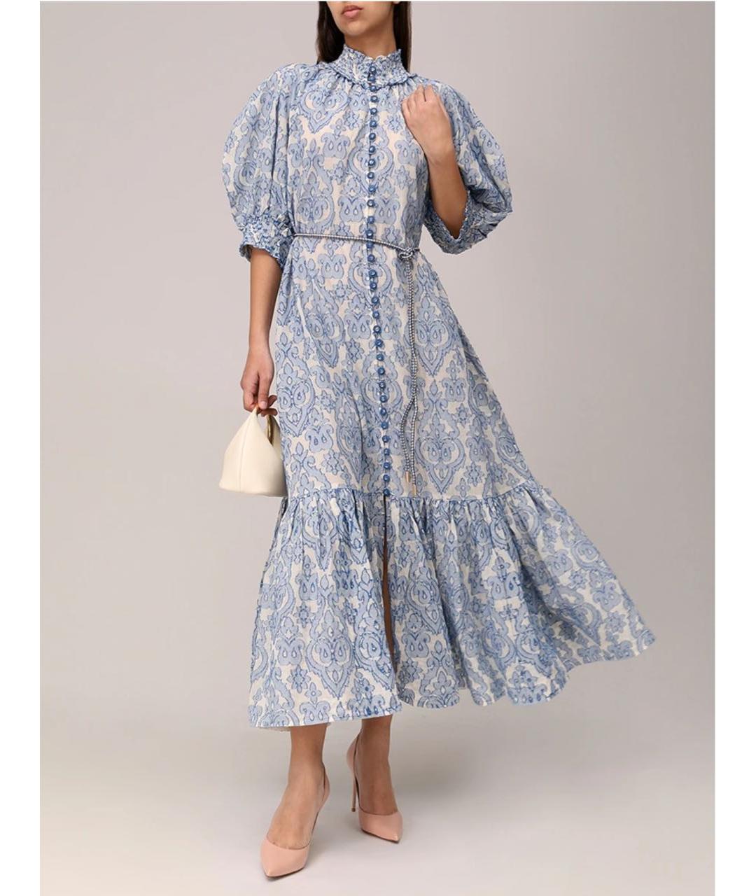 ZIMMERMANN Голубое льняное повседневное платье, фото 2