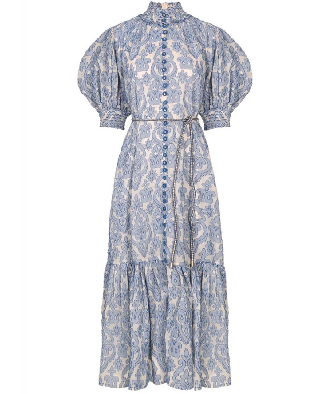 ZIMMERMANN Голубое льняное повседневное платье, фото 1