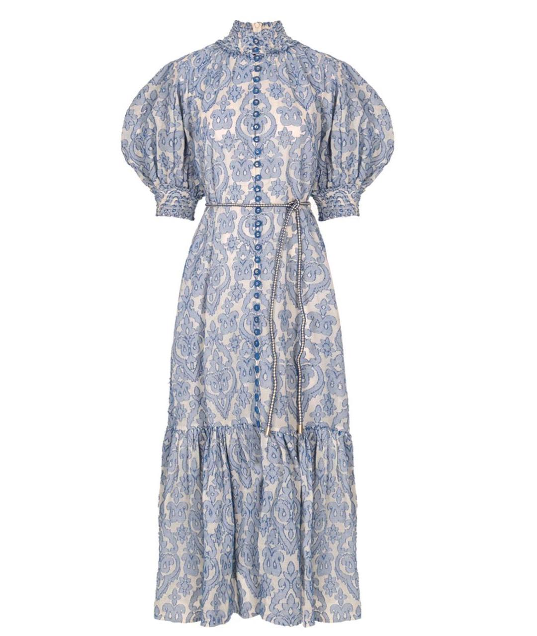 ZIMMERMANN Голубое льняное повседневное платье, фото 7