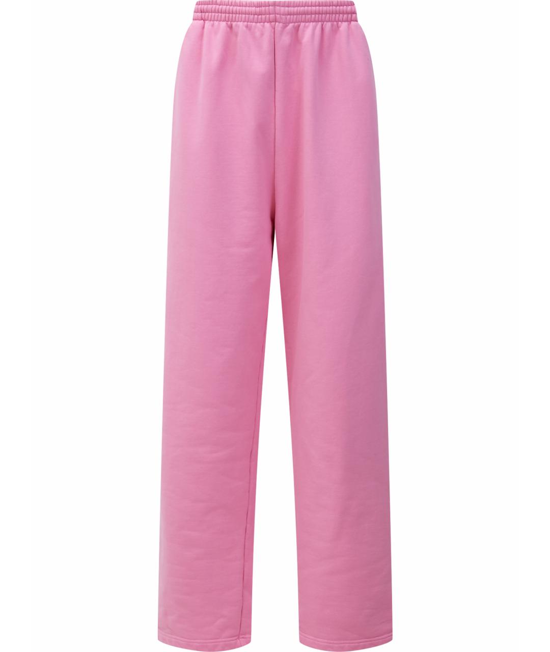 BALENCIAGA Розовые хлопковые повседневные брюки, фото 1