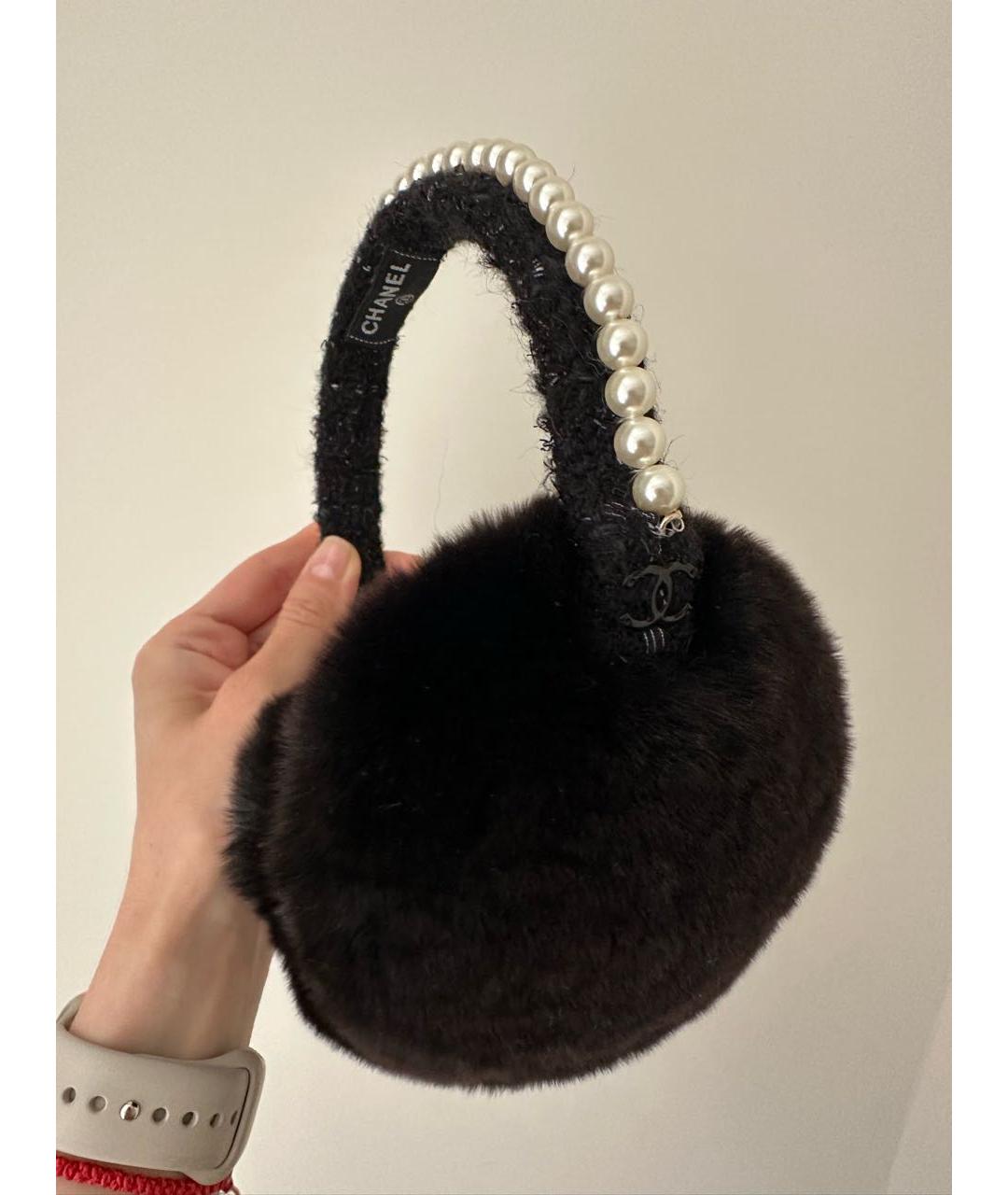 CHANEL Черные шерстяные наушники, фото 4