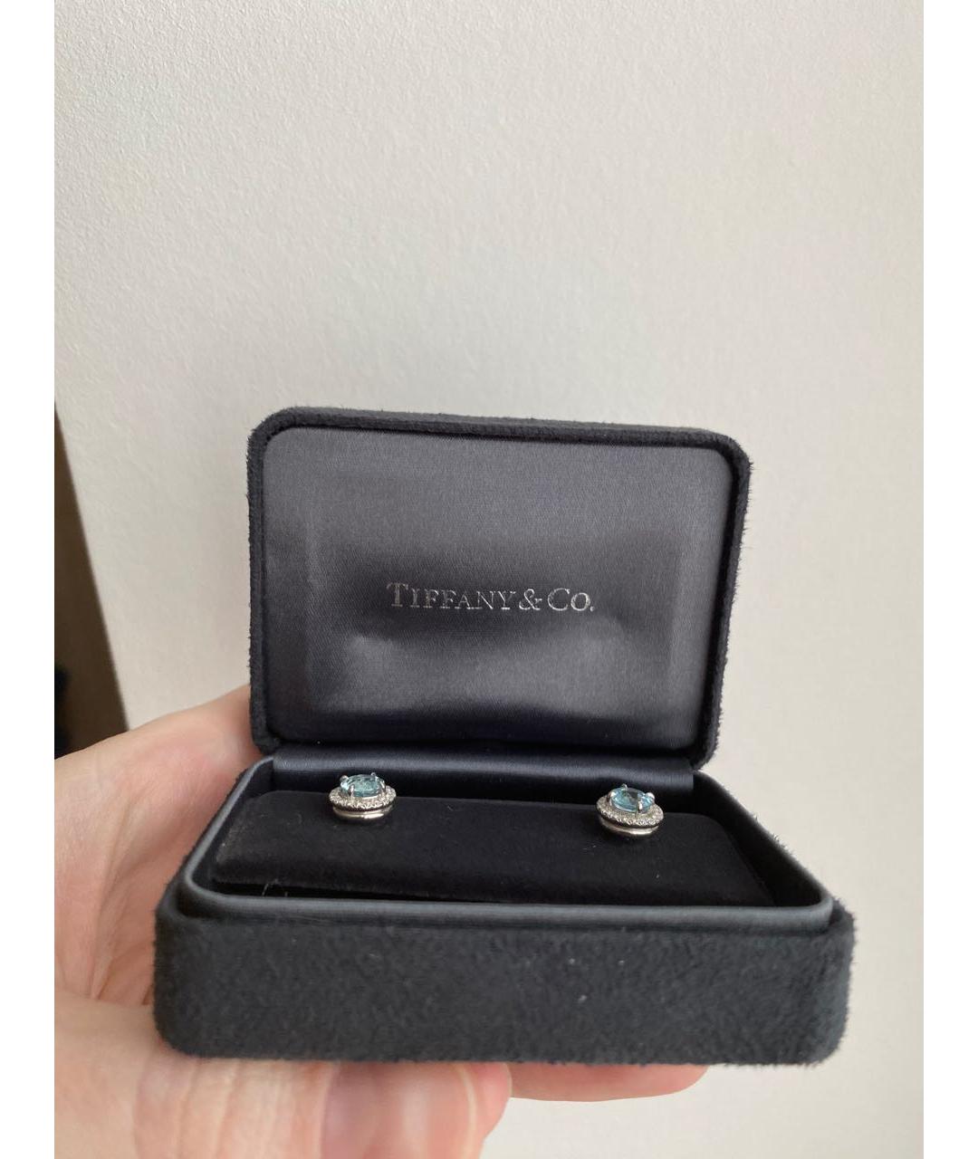 TIFFANY&CO Голубые платиновые серьги, фото 4