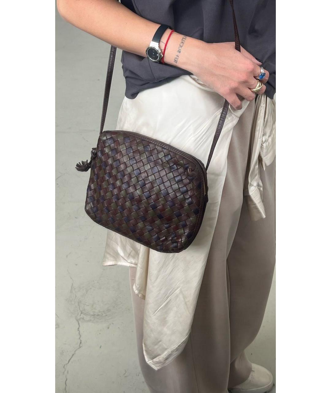 BOTTEGA VENETA Коричневая кожаная сумка через плечо, фото 4