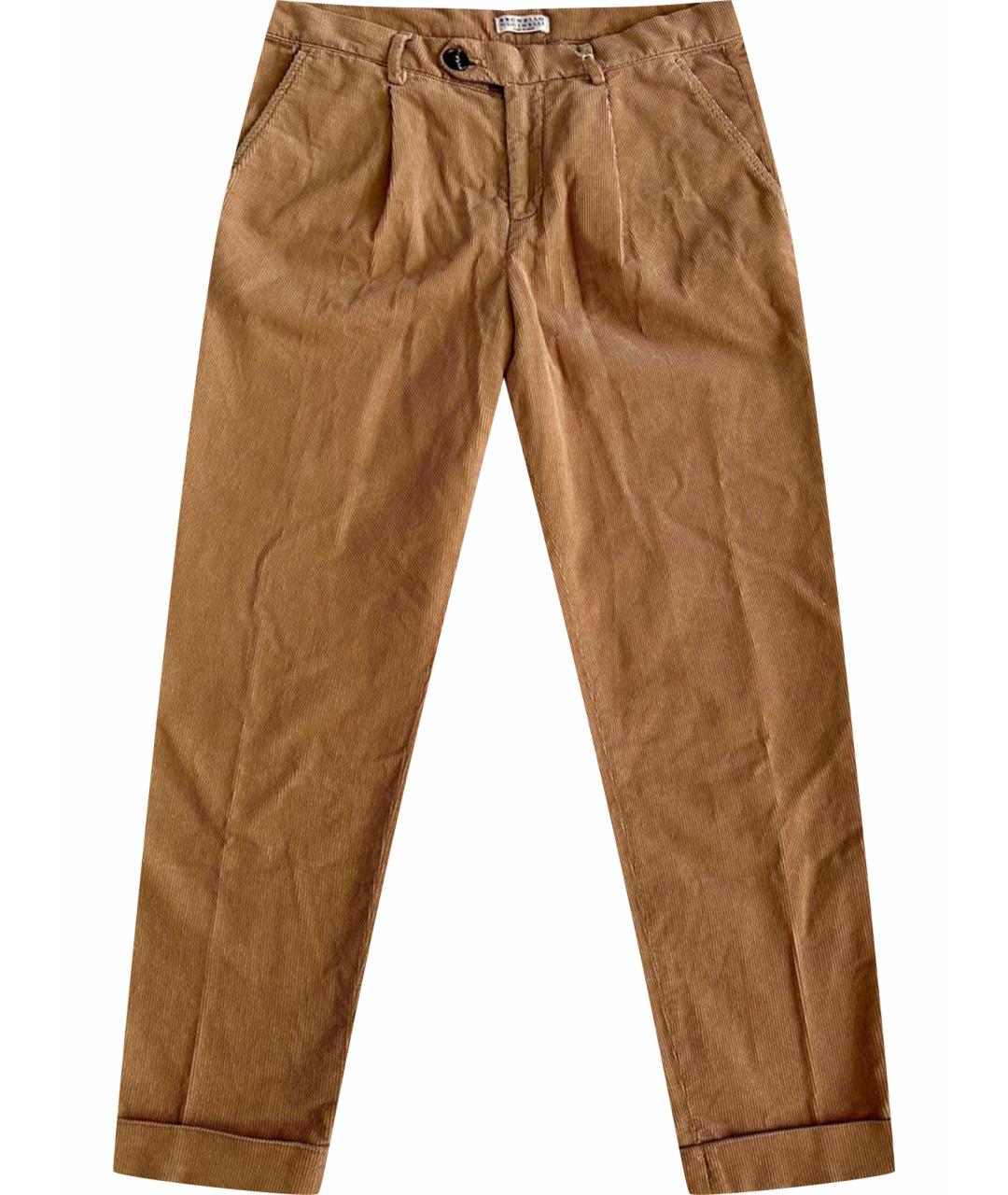 BRUNELLO CUCINELLI Коричневые хлопковые брюки и шорты, фото 1