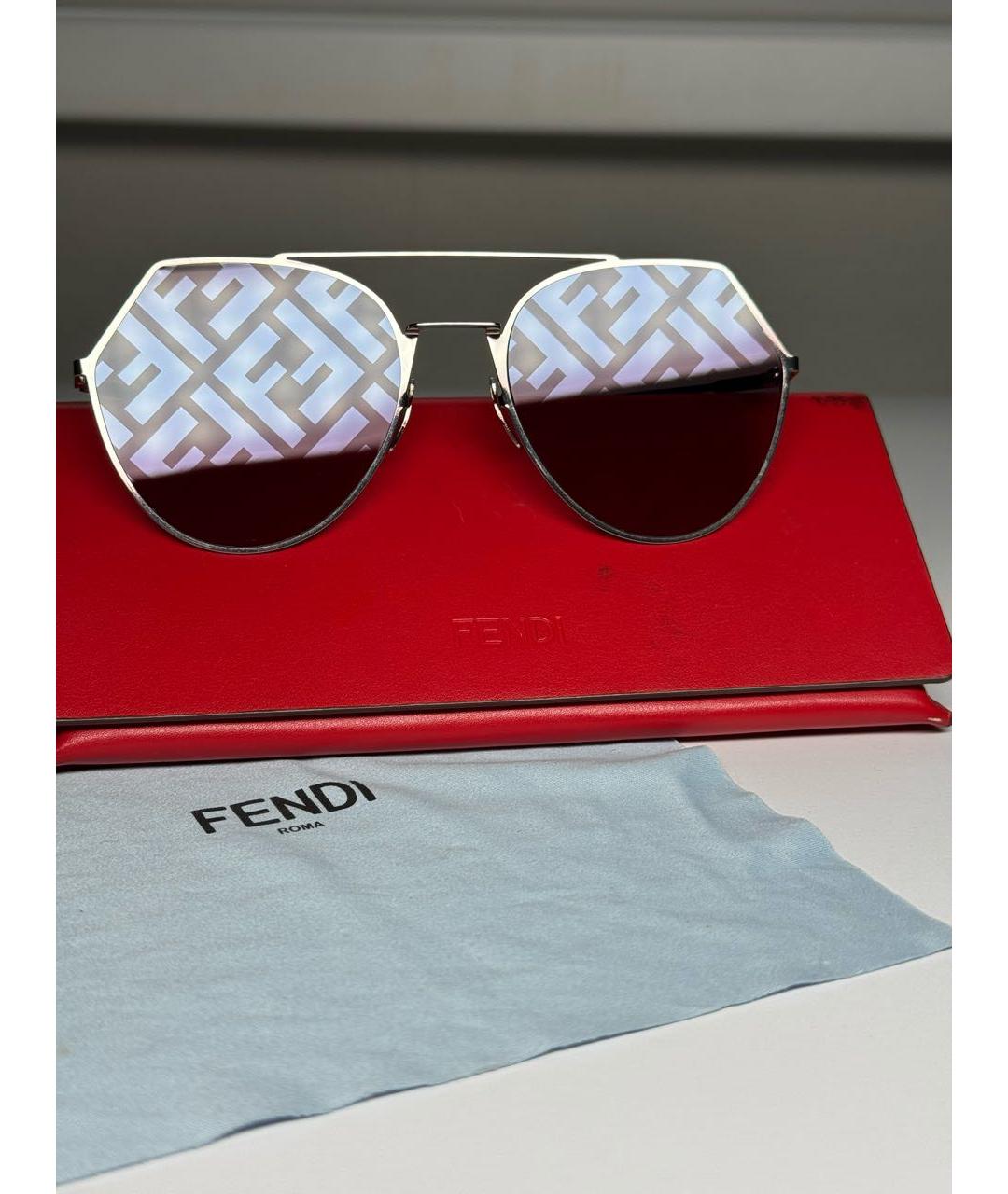 FENDI Розовые металлические солнцезащитные очки, фото 8