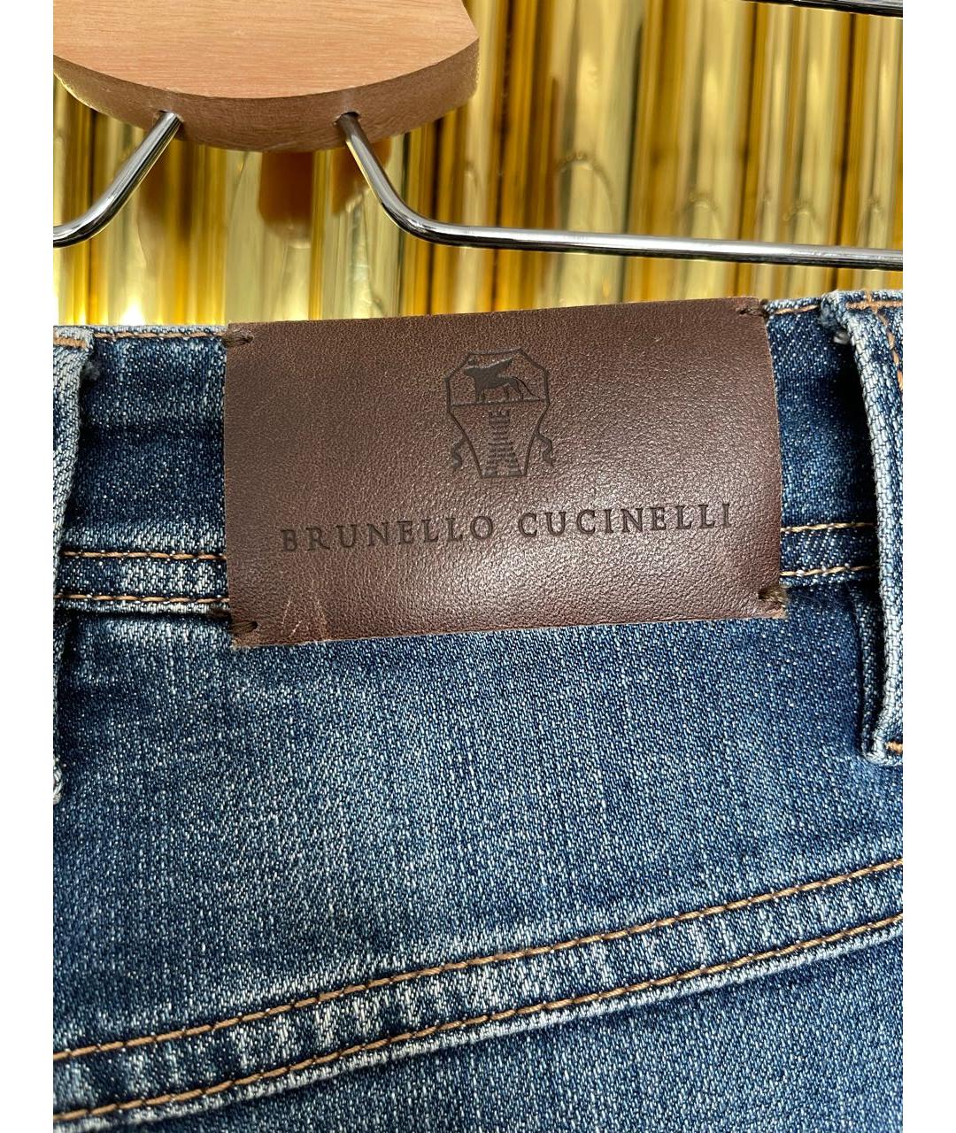 BRUNELLO CUCINELLI Темно-синие хлопко-эластановые джинсы слим, фото 3