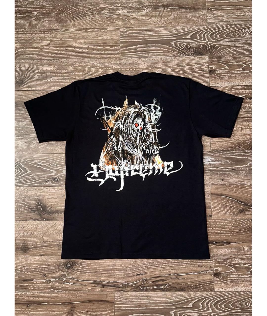 SUPREME Черная хлопковая футболка, фото 2